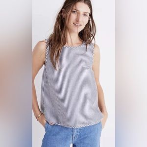 Madewell Cotton Stripped Tank with botton back